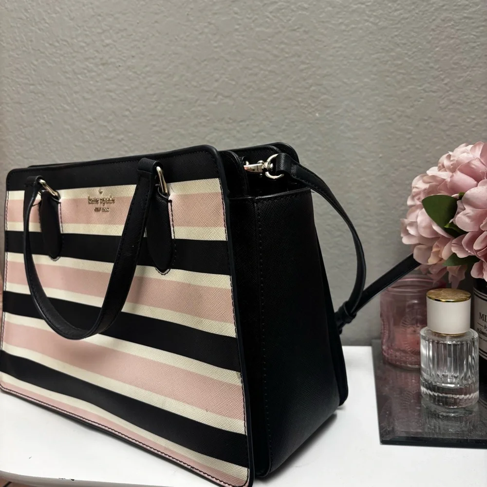 Kate Spade Black and Pink Striped Satchel